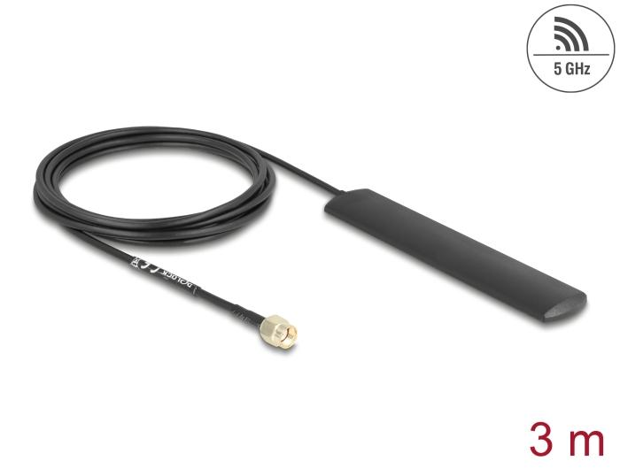 Delock WiFi 5,8 GHz Antenne RP-SMA 3 dBi 3m sort