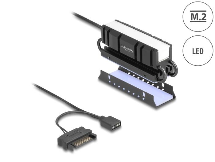 Delock M.2 Kølelegeme til SSD 2280 med RGB LED-belysning
