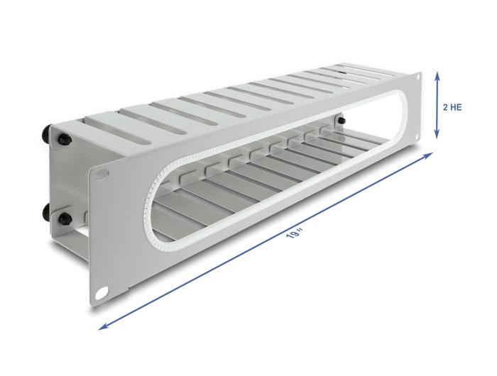 Delock 19″ 2 HE Kabelstyrings-patchpanel med åbning og kantbeskyttelse
