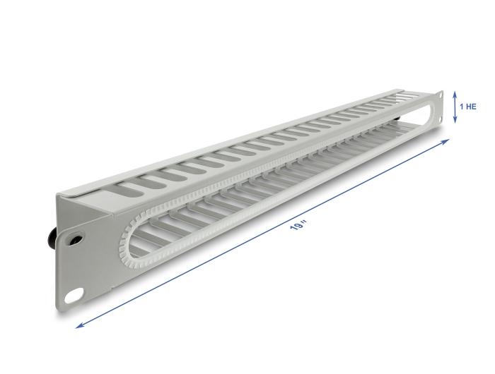 Delock 19″ 1 HE Kabelmanagement-Patchpanel med åbning og kantbeskyttelse