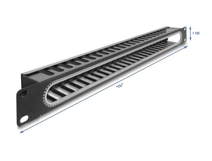 Delock 19″ 1 HE Kabelmanagement-Patchpanel med åbning og kantbeskyttelse