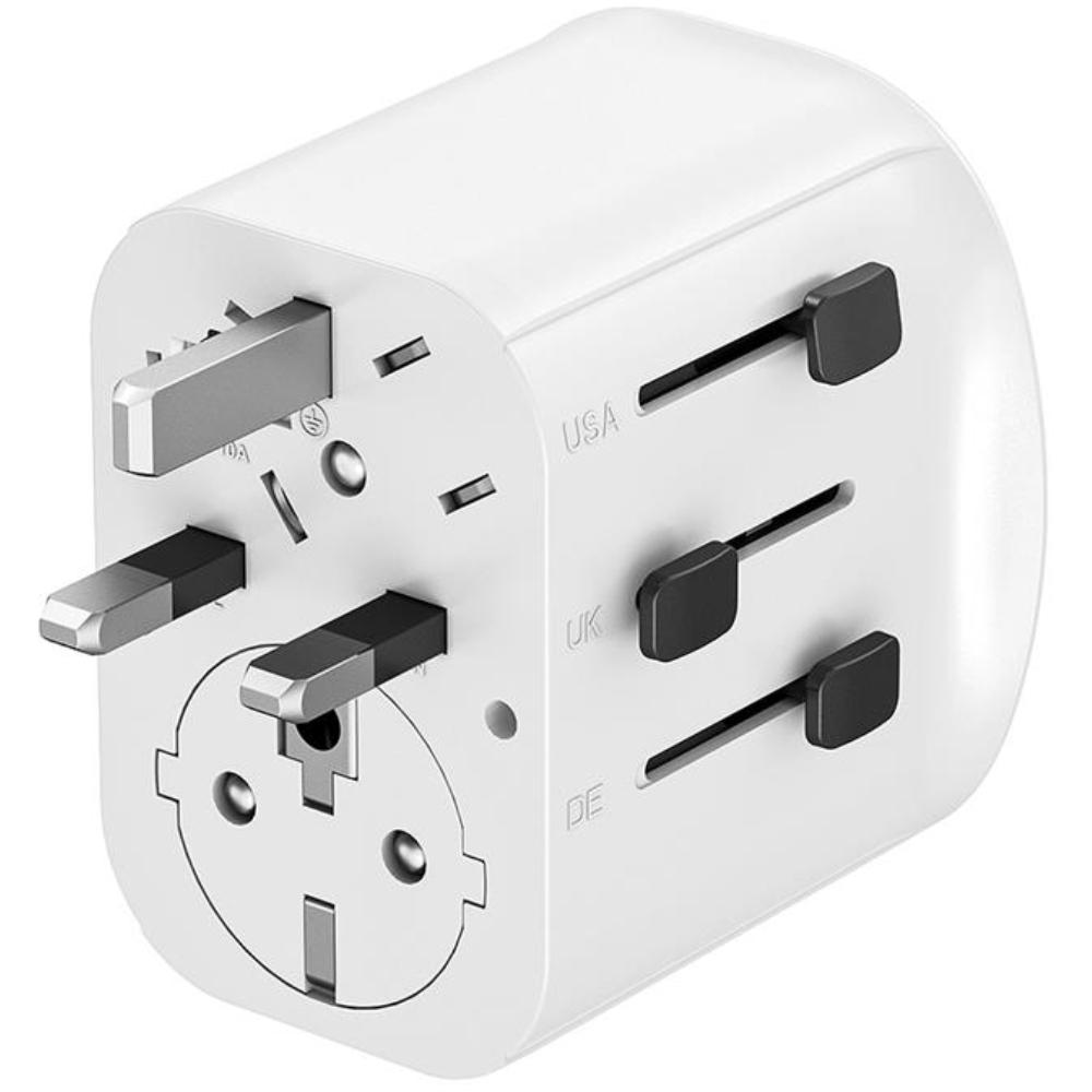 Jordforbundet universel rejseadapter med USB-lader, 15 W, hvid
