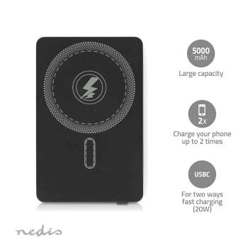 Powerbank 5000 mAh Trådløs opladning 1.67 / 2.22 / 3.0 A Outputs: - Nedis