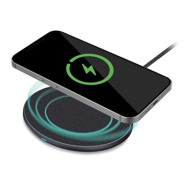 Mobilize Wireless Fast Charger Flat 5W/7.5W/10W/15W PU Leather Grey - Mobilize