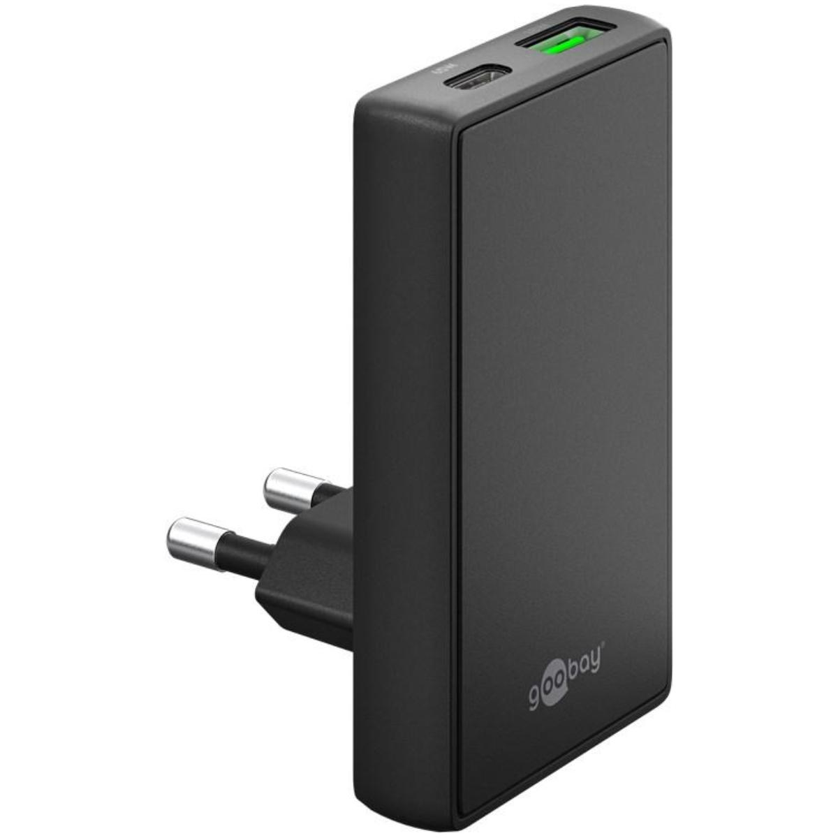 USB-C™ PD GaN dual hurtiglader 90 flad (65 W) sort