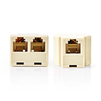 Telecom Splitter RJ11 Female 2x RJ11 (4/6) Female ABS Ivory Box - Nedis