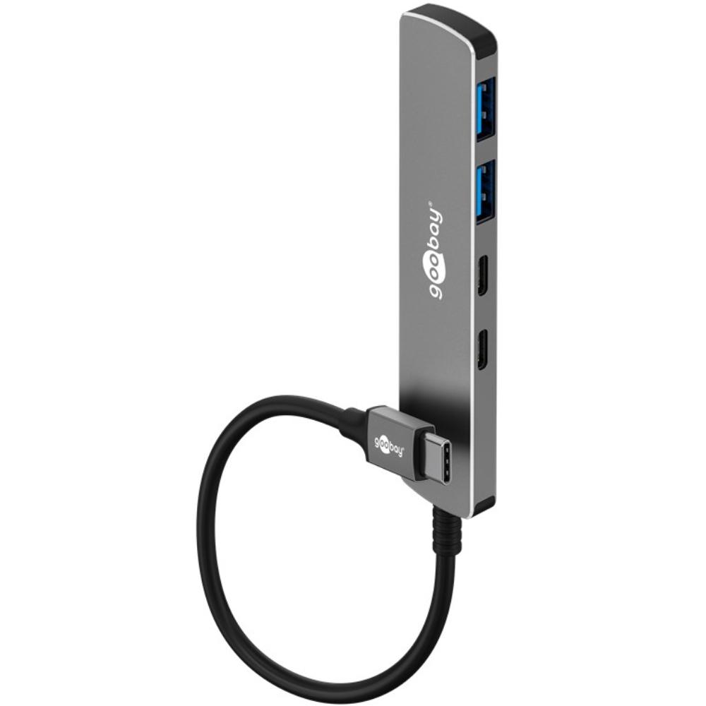 Slank 4-ports USB-hub, USB-C™ til USB-C™/USB-A, 5 Gbit/s