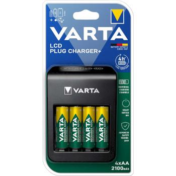 NiMH LCD Plug Charger+ (AA, AAA & 9 Volt) inklusive 4x AA 2100 mAh - Varta
