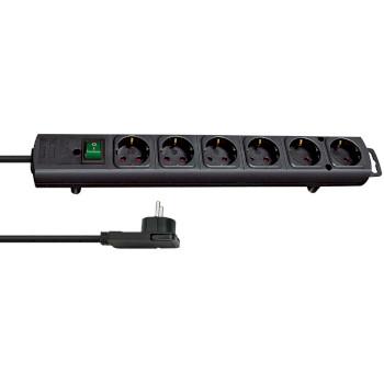 Comfort-Line Plus stikdåse med fladt stik 6-vejs Sort 2,00 m - Brennenstuhl