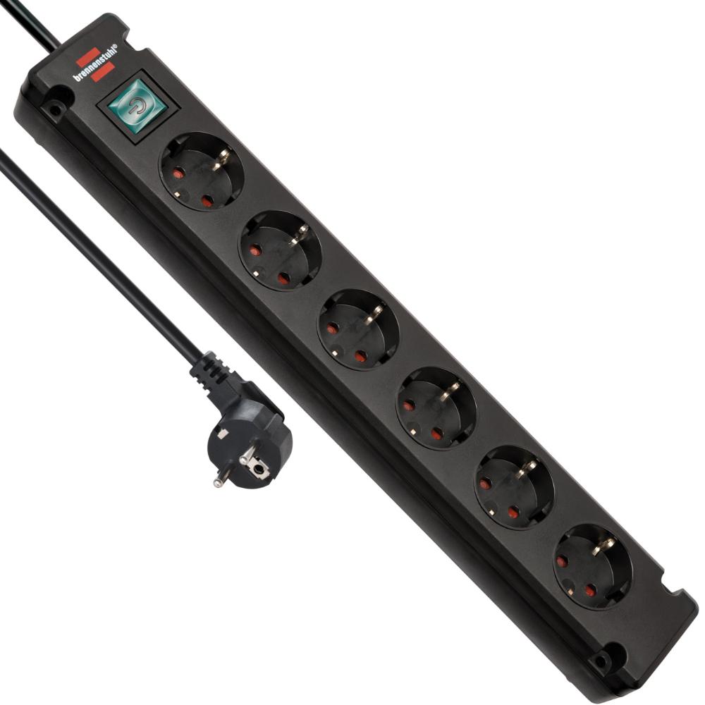Bremounta 6x m/kontakt 3m sort - Brennenstuhl